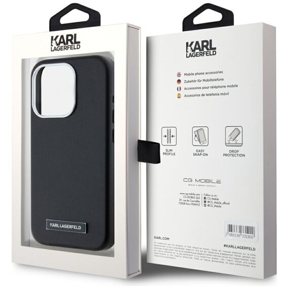 Karl Lagerfeld FW Metal Plate MagSafe iPhone 15 Pro Max Case - Black | Techbox