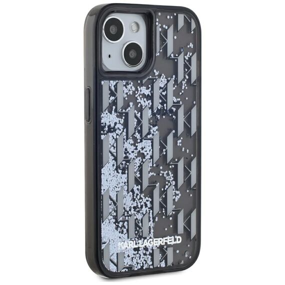 Karl Lagerfeld Liquide Glitter Monogram Gradient iPhone 15 Case - Black | Techbox