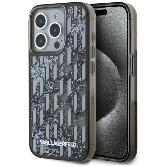 Karl Lagerfeld Liquide Glitter Monogram Gradient iPhone 15 Pro Case - Black - Uncategorized Cases (2) - Cases - Techbox