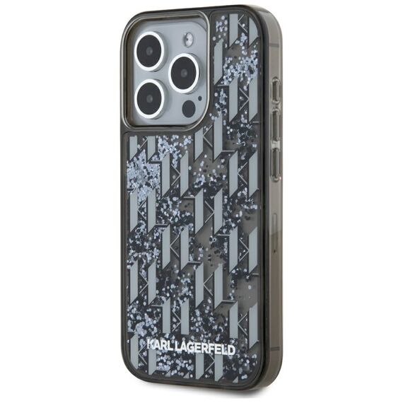 Karl Lagerfeld Liquide Glitter Monogram Gradient iPhone 15 Pro Case - Black - Uncategorized Cases (2) - Cases - Techbox