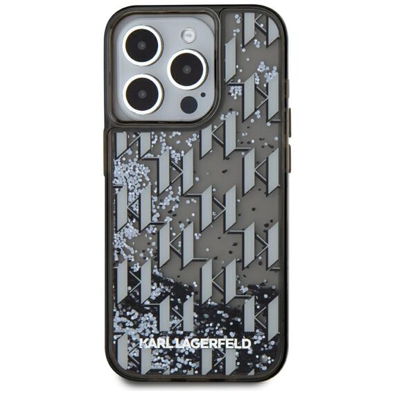 Karl Lagerfeld Liquide Glitter Monogram Gradient iPhone 15 Pro Case - Black - Uncategorized Cases (2) - Cases - Techbox