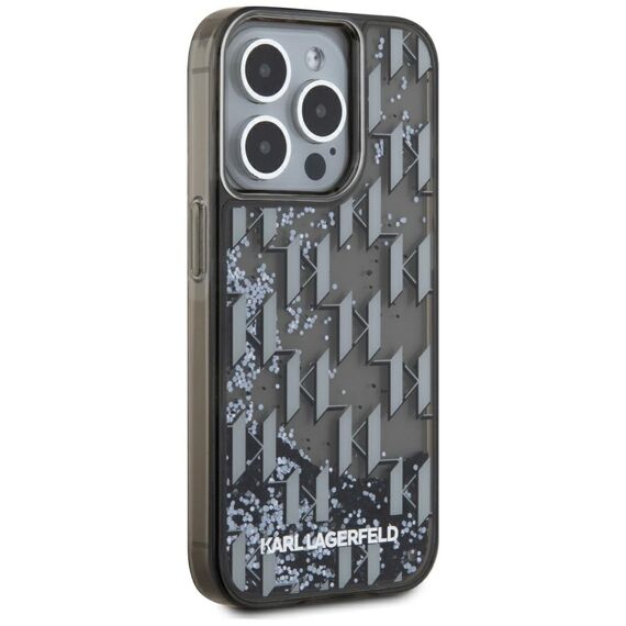 Karl Lagerfeld Liquide Glitter Monogram Gradient iPhone 15 Pro Case - Black - Uncategorized Cases (2) - Cases - Techbox