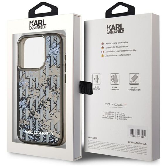 Karl Lagerfeld Liquide Glitter Monogram Gradient iPhone 15 Pro Case - Black - Uncategorized Cases (2) - Cases - Techbox