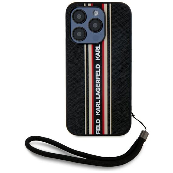 Karl Lagerfeld Saffiano Athleisure Stripes Cord iPhone 15 Pro Case - Red - Uncategorized Cases (2) - Cases - Techbox