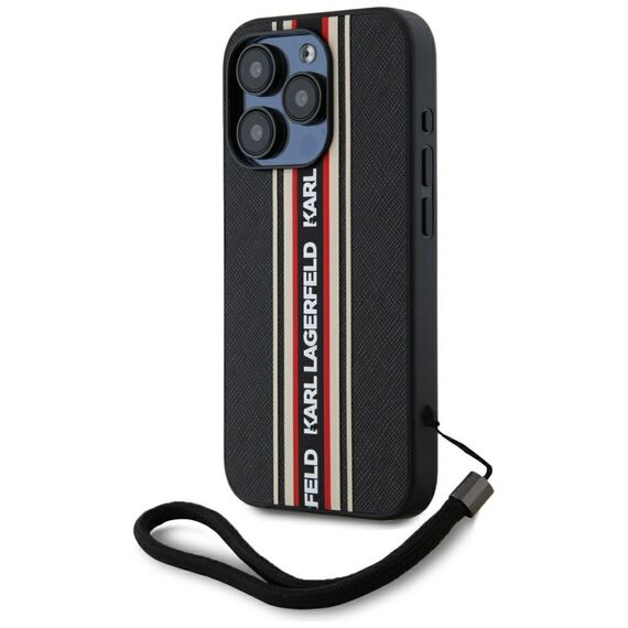 Karl Lagerfeld Saffiano Athleisure Stripes Cord iPhone 15 Pro Case - Red - Uncategorized Cases (2) - Cases - Techbox