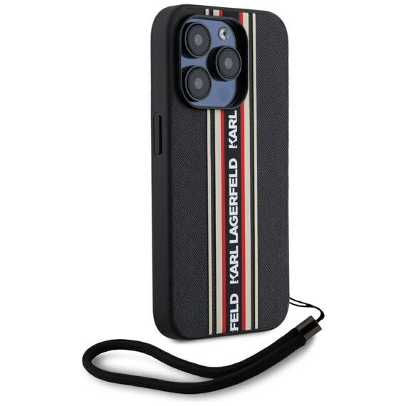 Karl Lagerfeld Saffiano Athleisure Stripes Cord iPhone 15 Pro Case - Red - Uncategorized Cases (2) - Cases - Techbox