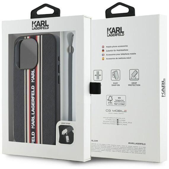 Karl Lagerfeld Saffiano Athleisure Stripes Cord iPhone 15 Pro Case - Red - Uncategorized Cases (2) - Cases - Techbox