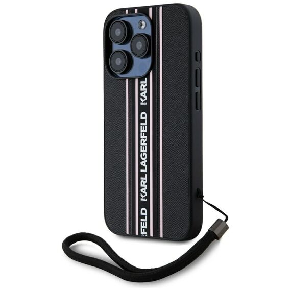 Karl Lagerfeld Saffiano Athleisure Stripes Cord iPhone 15 Pro Max Case - Pink - Uncategorized Cases (2) - Cases - Techbox