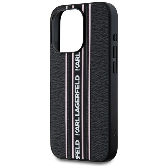 Karl Lagerfeld Saffiano Athleisure Stripes Cord iPhone 15 Pro Max Case - Pink - Uncategorized Cases (2) - Cases - Techbox