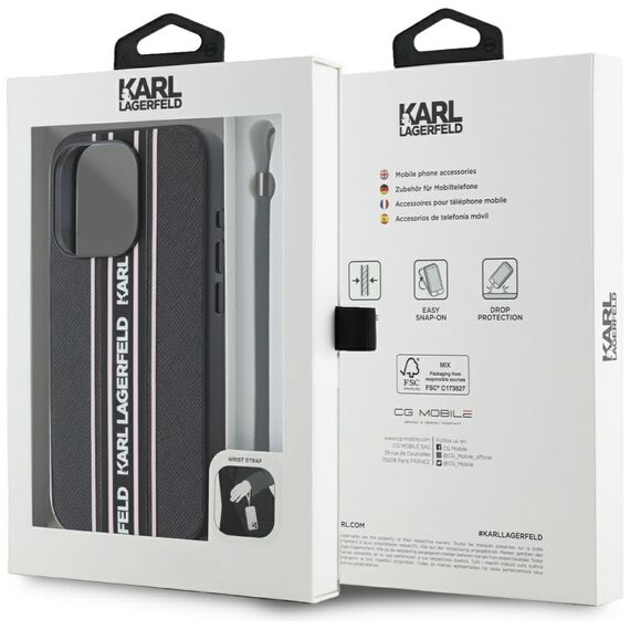 Karl Lagerfeld Saffiano Athleisure Stripes Cord iPhone 15 Pro Max Case - Pink - Uncategorized Cases (2) - Cases - Techbox