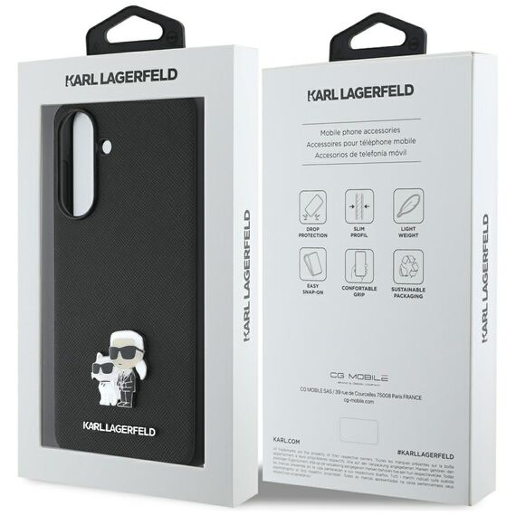 Karl Lagerfeld Saffiano Case w/ K&amp;C Metal Logo for Samsung Galaxy A56 - Black | Techbox