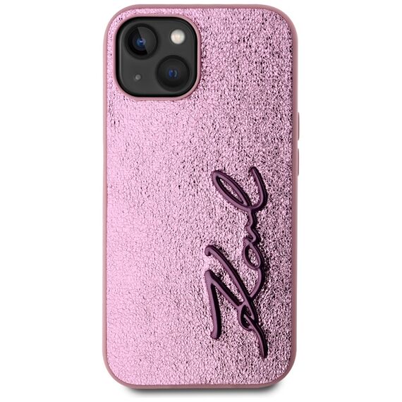 Karl Lagerfeld Wrinkled Metal Signature iPhone 15 Case - Pink - Uncategorized Cases (2) - Cases - Techbox