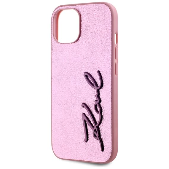 Karl Lagerfeld Wrinkled Metal Signature iPhone 15 Case - Pink - Uncategorized Cases (2) - Cases - Techbox