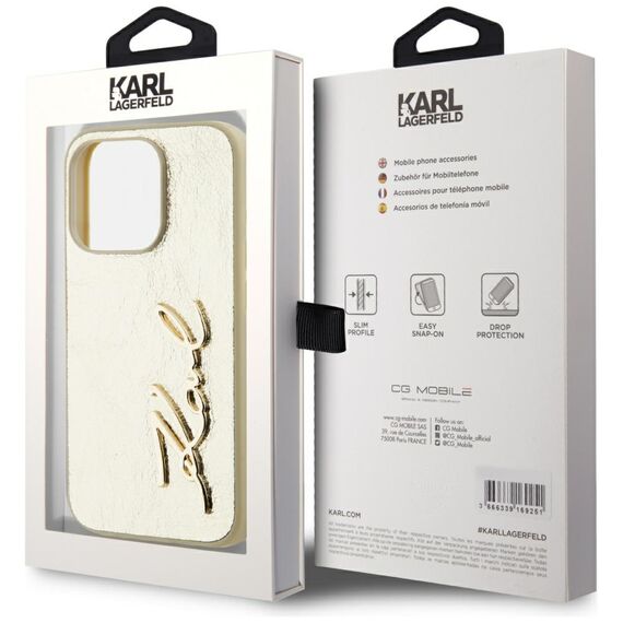 Karl Lagerfeld Wrinkled Metal Signature iPhone 15 Pro Max Case - Gold | Techbox