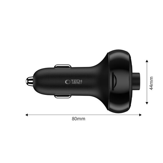 Tech-Protect CC06 3-port PD72W car charger with transmitter - black