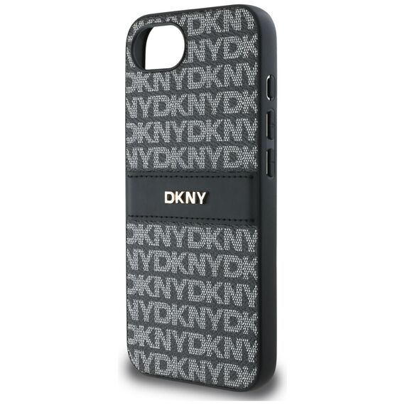 DKNY Repeat Texture Pattern with Tonal Stripe case for iPhone 16e - black | Techbox