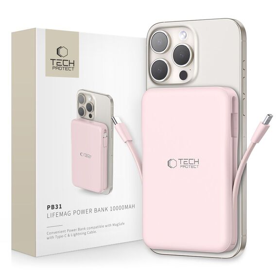 Powerbank Tech-Protect PB31 LifeMag MagSafe 10000 mAh - pink - Powerbanks - Smartphone Chargers - Techbox