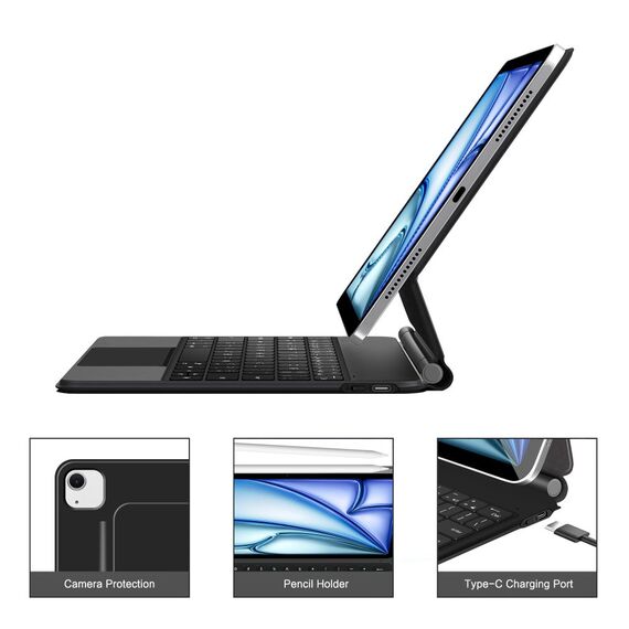 Tech-Protect Smartcase Magnetic with Keyboard for iPad Air 10.9” 2020 / 2022 / iPad Air 11” 2024 / 2025 - Black - Tablet Accessories - Tablet PC & Accessories - Techbox