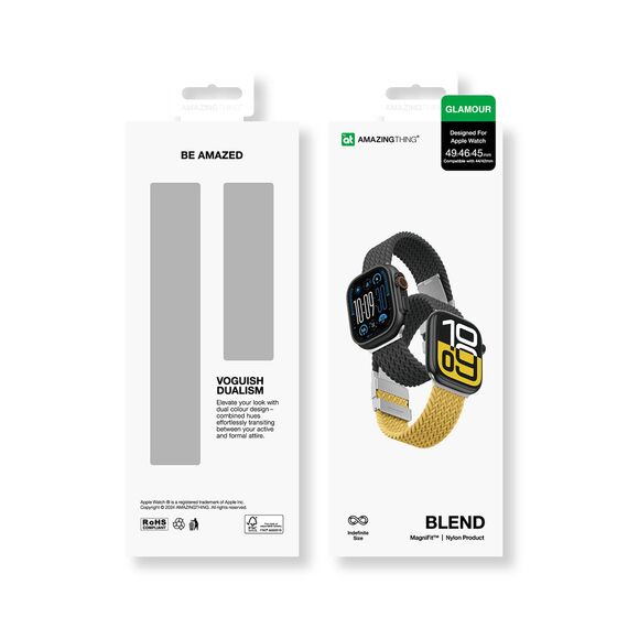 Set of 2 AmazingThing Blend Band for Apple Watch 45/46/49mm - Yellow-Black/Black | Techbox