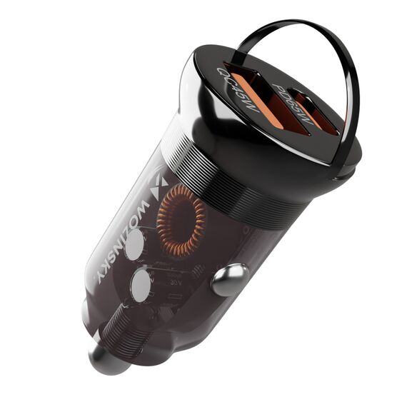 Wozinsky 65W Car Charger USB-C PD 65W / USB-A 45W QC 3.0 - Black