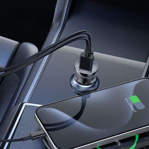 Wozinsky 65W Car Charger USB-C PD 65W / USB-A 45W QC 3.0 - Black