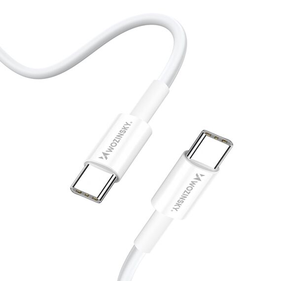 Wozinsky GaN 65W Charger with USB-A 2xUSB-C Ports with 65W USB-C Cable - White