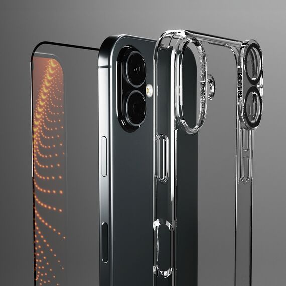 SBS set with D3O technology for iPhone 16 - case + glass screen and camera protector - transparent | Techbox