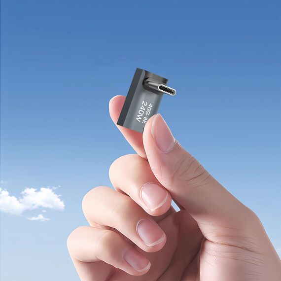 Wozinsky WPKF-01 USB-C - USB-C 40Gb/s 240W 8K OTG Angled Adapter - Gray