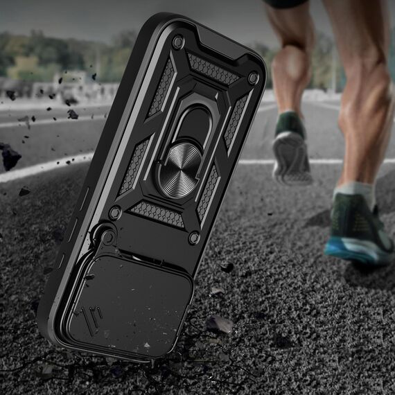 Hybrid Armor Camshield Case for iPhone 17 Pro Max with Stand and Camera Cover - Black | Techbox