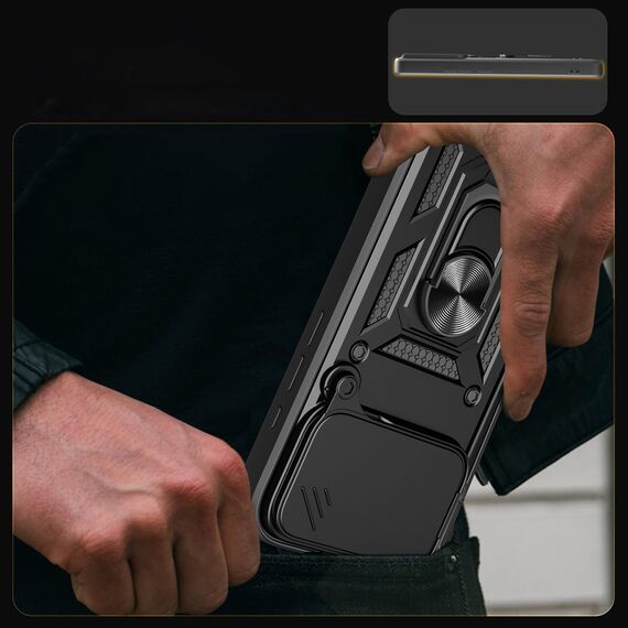 Hybrid Armor Camshield Case for iPhone 17 Pro Max with Stand and Camera Cover - Black | Techbox