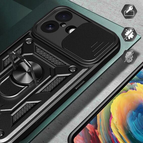 Hybrid Armor Camshield iPhone 17 Case with Stand and Camera Cover - Black - Apple Cases - Cases - Techbox
