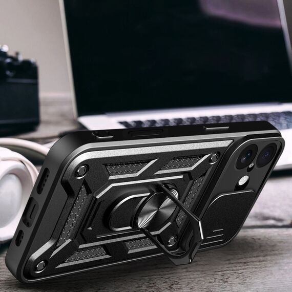 Hybrid Armor Camshield iPhone 17 Case with Stand and Camera Cover - Black - Apple Cases - Cases - Techbox