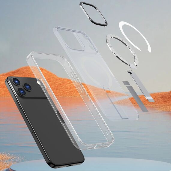 Hybrid Armor X Case for iPhone 17 Pro with Stand, Compatible with MagSafe - Transparent | Techbox