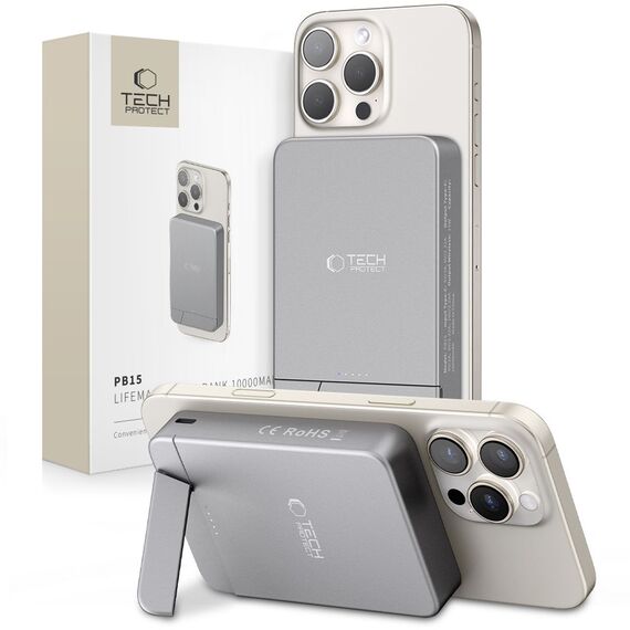 Powerbank Tech-Protect PB14 LifeMag MagSafe 10000 mAh - gray - Powerbanks - Smartphone Chargers - Techbox