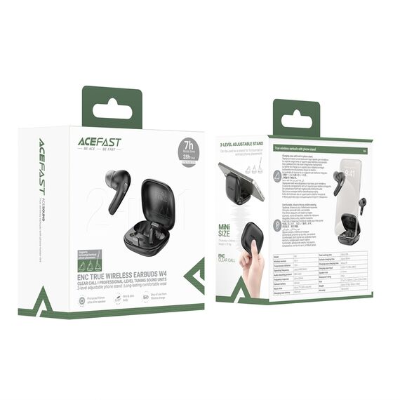 Acefast W4 TWS wireless in-ear headphones with phone stand function - black | Techbox