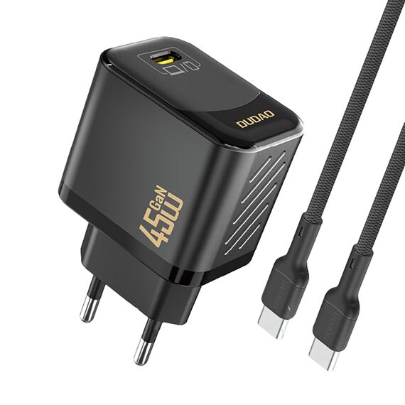 Dudao A28C 45W GaN Wall Charger + USB-C Cable - Black | Techbox