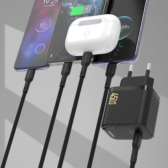 Dudao A28C 45W GaN Wall Charger + USB-C Cable - Black | Techbox