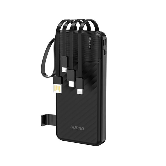 Dudao K11 10000mAh Powerbank with Built-in Cables - Black | Techbox