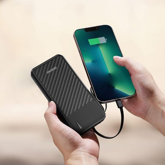 Dudao K11 10000mAh Powerbank with Built-in Cables - Black | Techbox