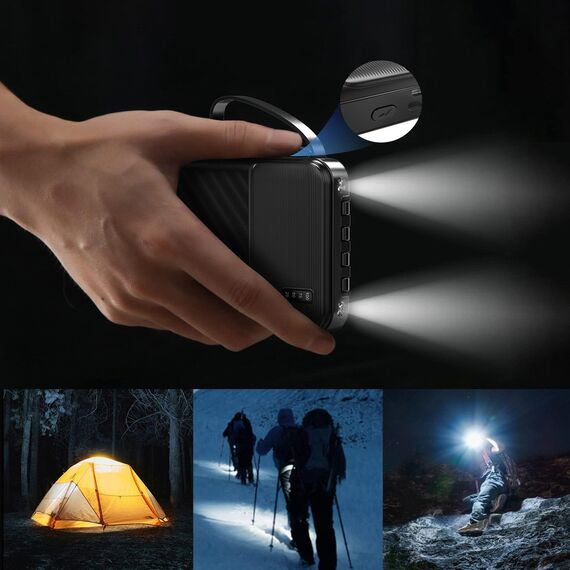 Dudao K11 10000mAh Powerbank with Built-in Cables - Black | Techbox