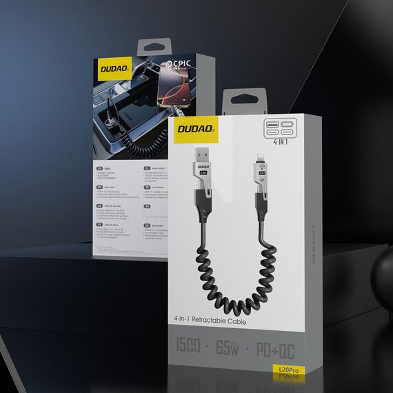 Dudao L20 Pro 4-in-1 USB-A / USB-C - Lightning / USB-C Cable - Black - Cables & Adapters - Cables & Accessories - Techbox
