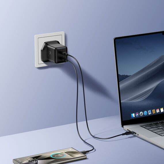 Joyroom JR-TCG17 45W 2 x USB-C wall charger (UK plug) - black - Travel Chargers - Smartphone Chargers - Techbox