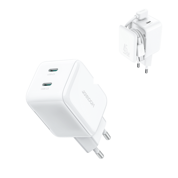 Joyroom JR-TCL05 45W GaN Wall Charger with Cable Organizer - White | Techbox