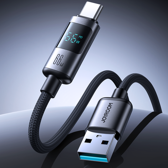 Joyroom S-A16 Pro Prism Series 66W USB-A - USB-C Cable with Display 1.2m - Black - Cables & Adapters - Cables & Accessories - Techbox