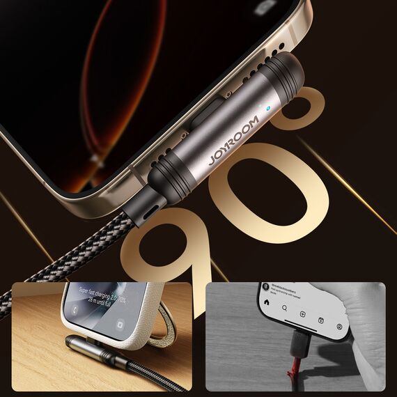 Joyroom S-A56 EnjoyX Series 90? USB-A - Lightning 3A cable 1.2m - black - Cables & Adapters - Cables & Accessories - Techbox