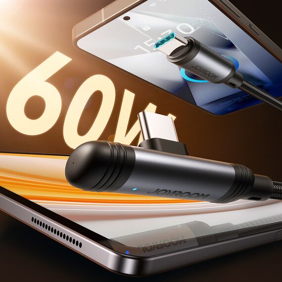 Joyroom S-A56 EnjoyX Series 90? USB-C - USB-C cable 60W 1.2m - black - Cables & Adapters - Cables & Accessories - Techbox