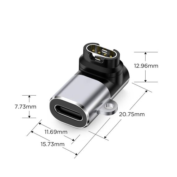 Tech-Protect Ultraboost USB-C Angle Adapter for Garmin Watch - Gray - Cables & Adapters - Cables & Accessories - Techbox