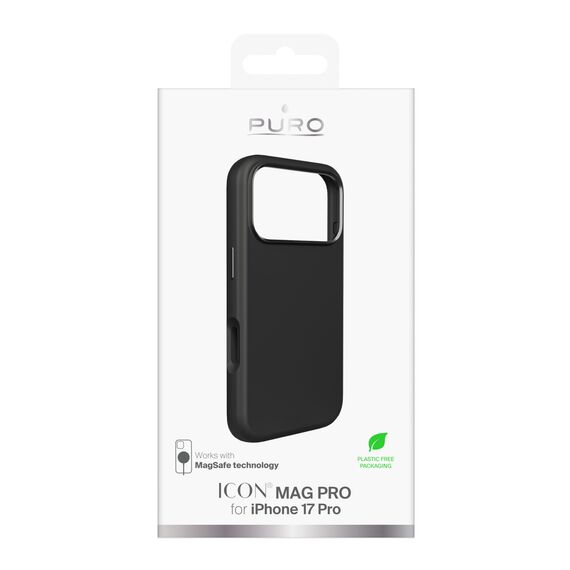Pure Icon Mag Pro Liquid Silicone Case for iPhone 17 Pro, MagSafe Compatible, with Camera Protection and Aluminum Buttons - Black - Apple Cases - Cases - Techbox
