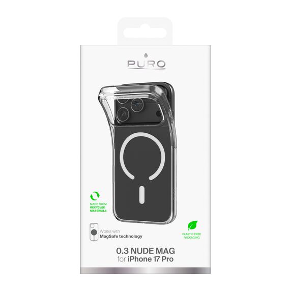 Puro 0.3 MAG Ultra-Slim TPU Case Compatible with MagSafe for iPhone 17 Pro - Transparent - Apple Cases - Cases - Techbox