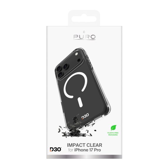 Puro Impact Clear D3O TPU+PC Case Compatible with MagSafe for iPhone 17 Pro - Transparent - Apple Cases - Cases - Techbox